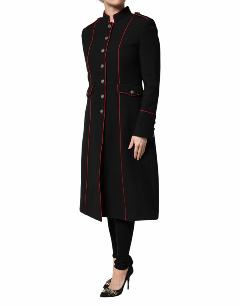 Dolce & Gabbana Black Wool Single Breasted Trench Coat Jacket - Image 3