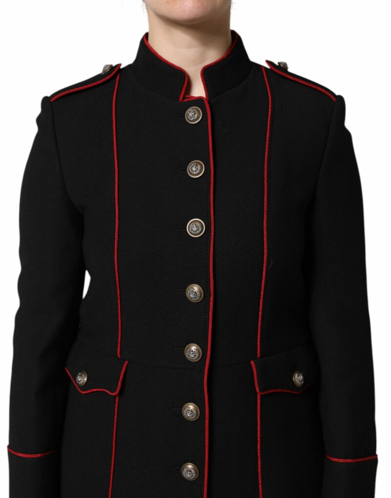 Dolce & Gabbana Black Wool Single Breasted Trench Coat Jacket - Image 6