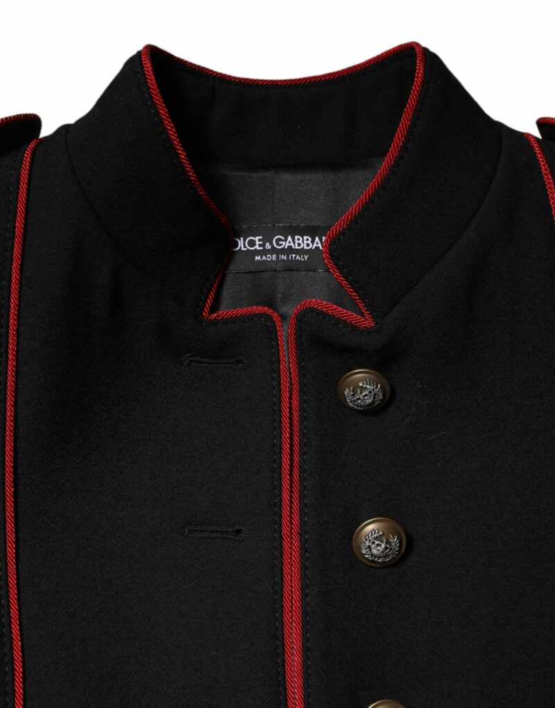 Dolce & Gabbana Black Wool Single Breasted Trench Coat Jacket - Image 8