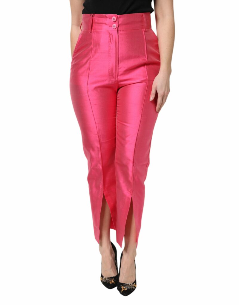 Dolce & Gabbana Pink Silk High Waist Tapered Pants - Image 2