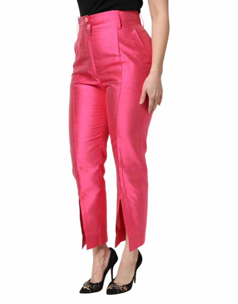 Dolce & Gabbana Pink Silk High Waist Tapered Pants - Image 3