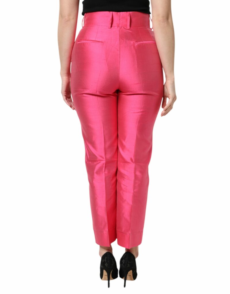 Dolce & Gabbana Pink Silk High Waist Tapered Pants - Image 4