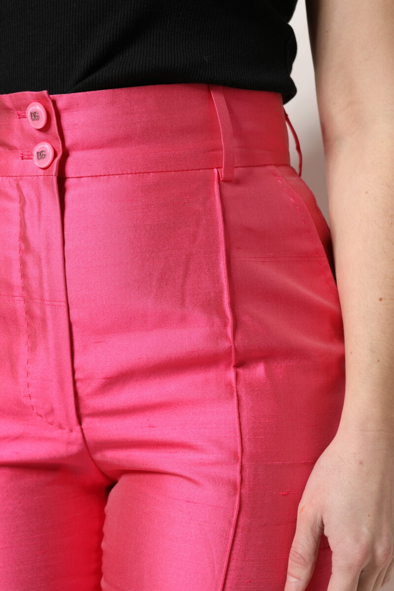Dolce & Gabbana Pink Silk High Waist Tapered Pants - Image 5