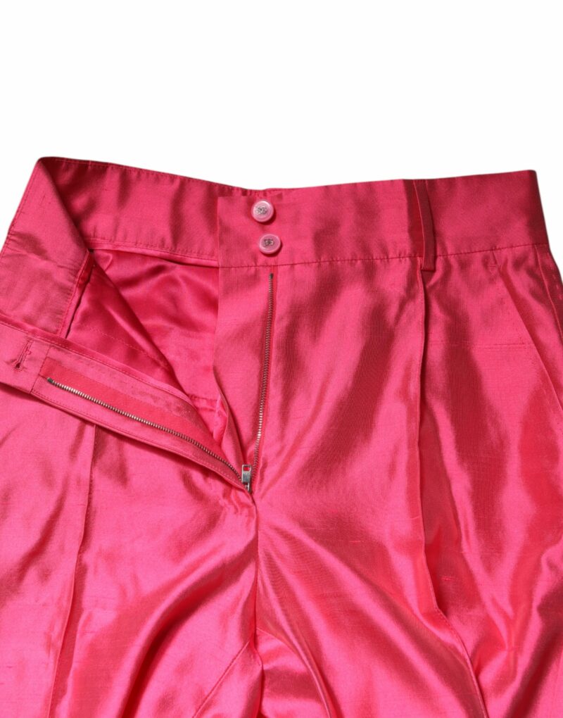 Dolce & Gabbana Pink Silk High Waist Tapered Pants - Image 6
