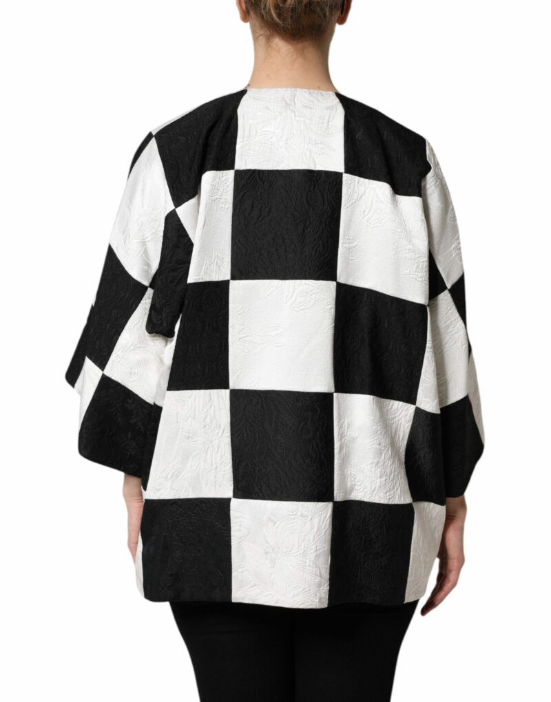 Dolce & Gabbana White Black Patchwork Jacquard Blazer Jacket - Image 4