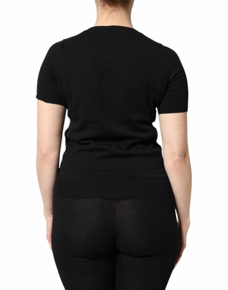 Dolce & Gabbana Black Cotton Round Neck Short Sleeve T-shirt - Image 4