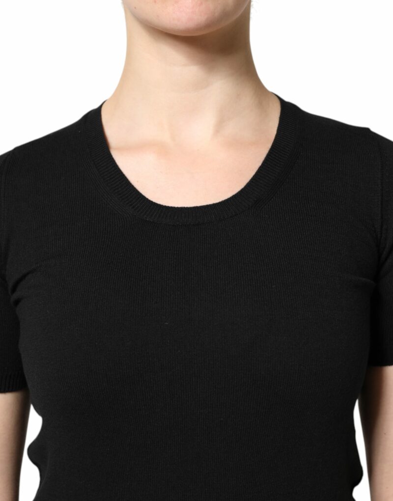 Dolce & Gabbana Black Cotton Round Neck Short Sleeve T-shirt - Image 5
