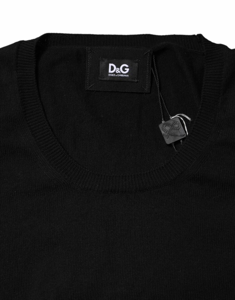 Dolce & Gabbana Black Cotton Round Neck Short Sleeve T-shirt - Image 6
