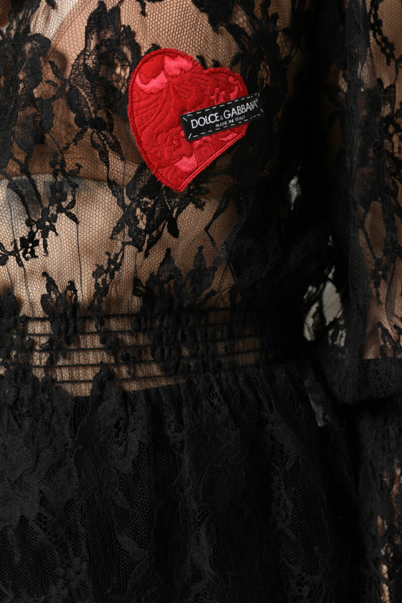 Dolce & Gabbana Black Cotton Floral Lace Women Blouse Top - Image 6