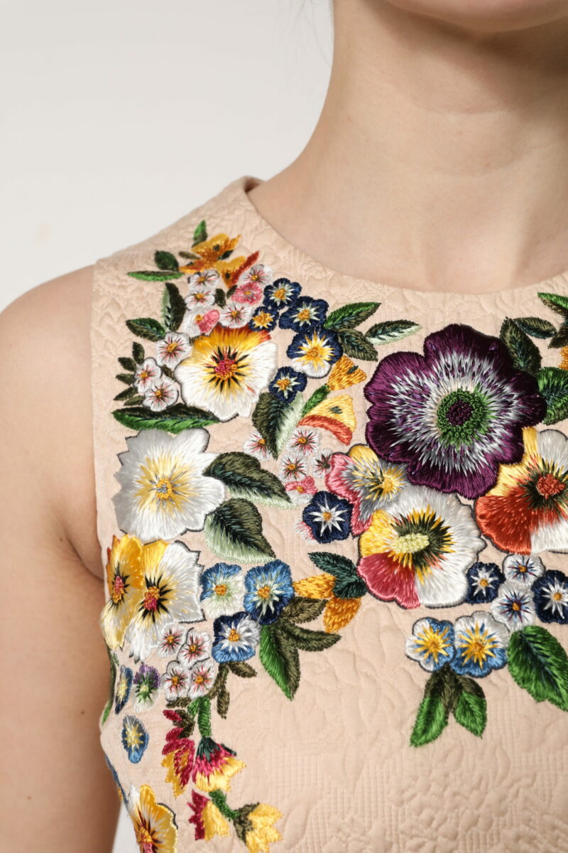 Dolce & Gabbana Beige Floral Embroidery Sleeveless Tank Top - Image 6