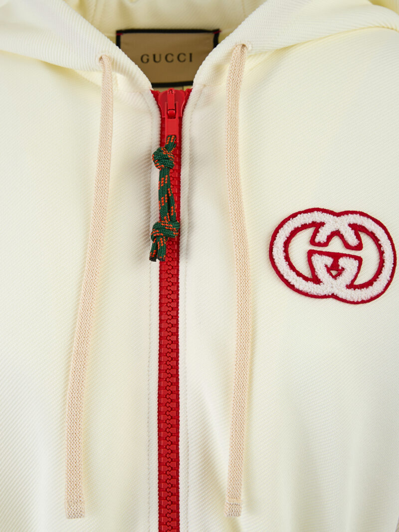 Gucci Cream Polyester Hooded Logo Sweatsuit - Image 3