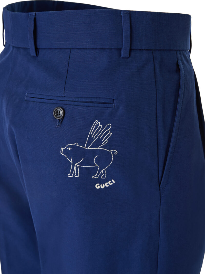 Gucci Blue Classic Cotton Pants - Image 3