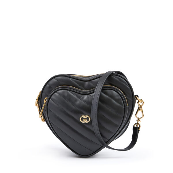 Gucci Black Leather Mini Heart Crossbody Bag