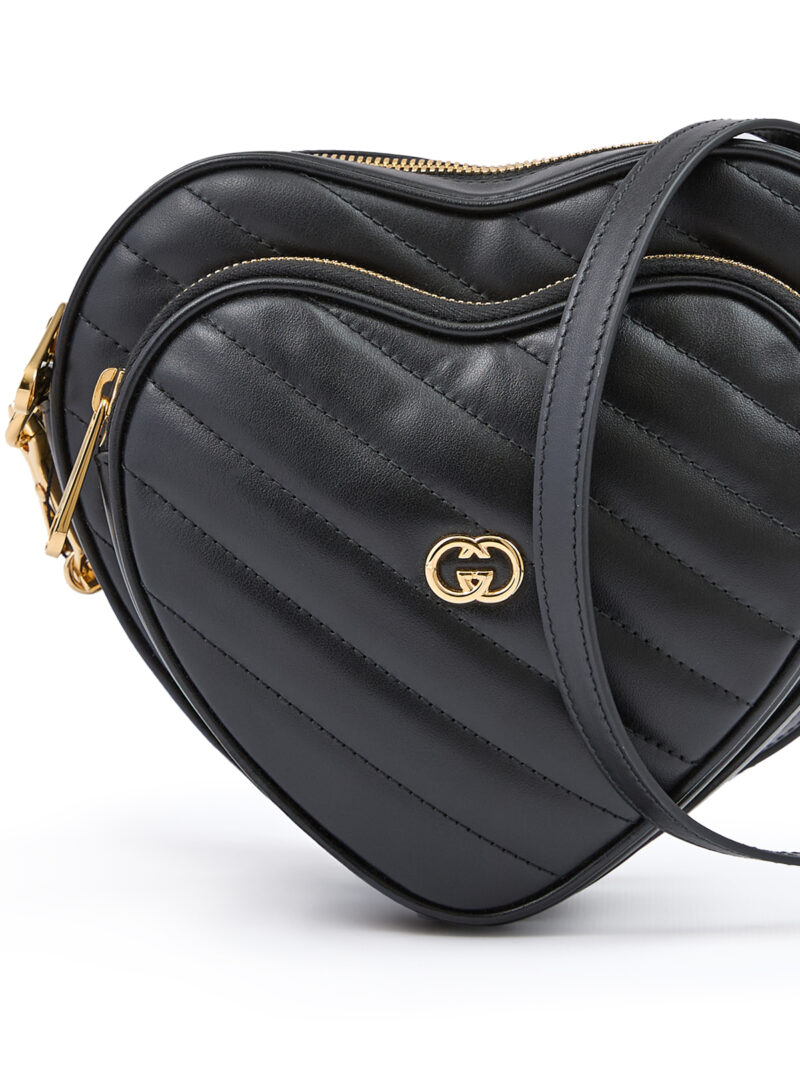Gucci Black Leather Mini Heart Crossbody Bag - Image 4