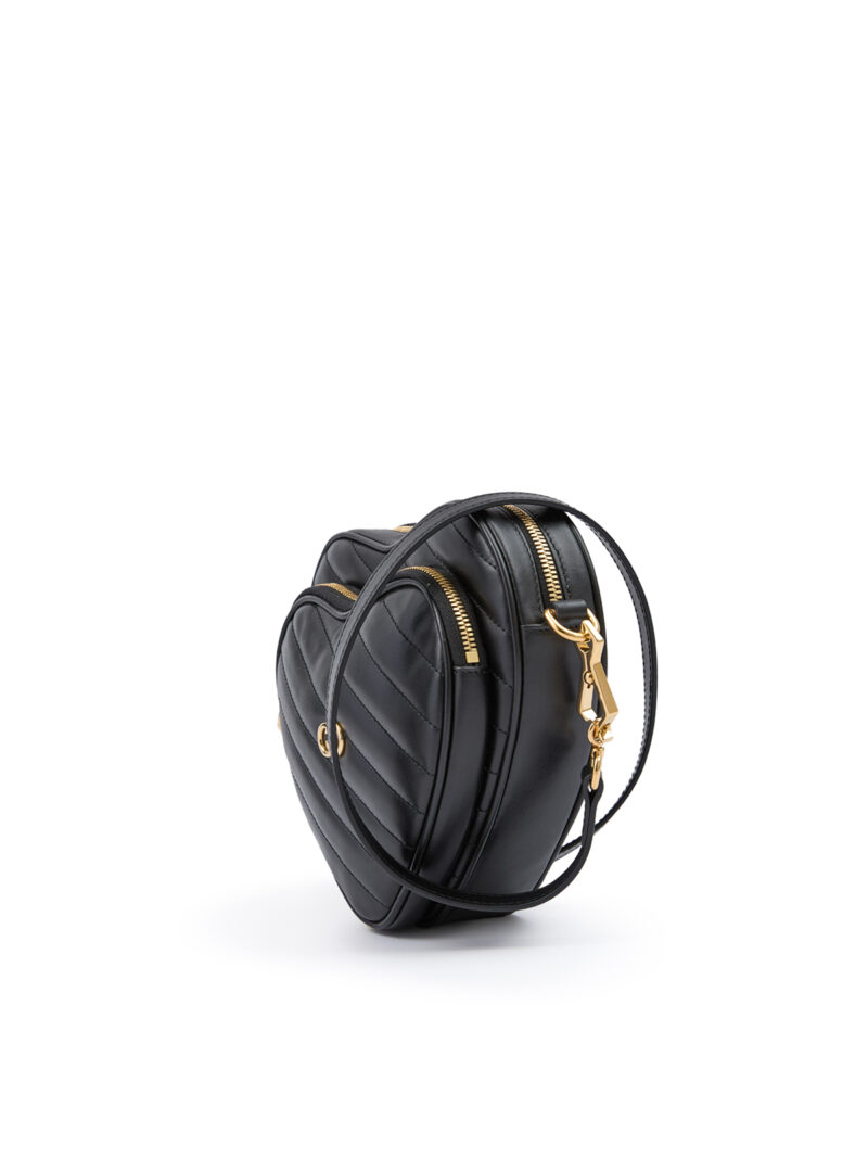 Gucci Black Leather Mini Heart Crossbody Bag - Image 3