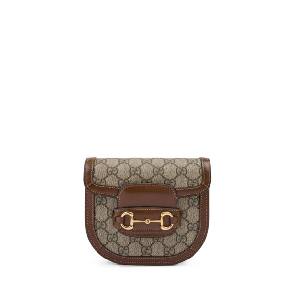 Gucci GG Beige Monogram Horsebit 1955 Belt Bag