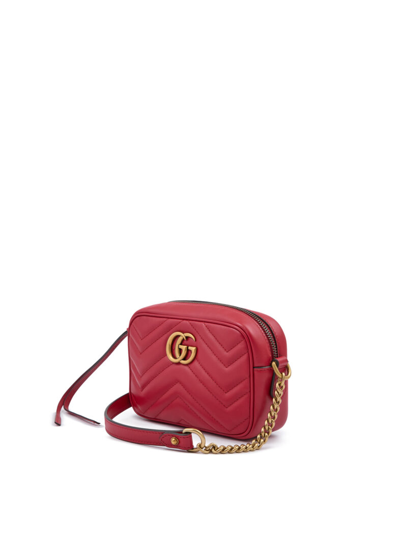 Gucci Red Leather GG Marmont Camera Bag - Image 3
