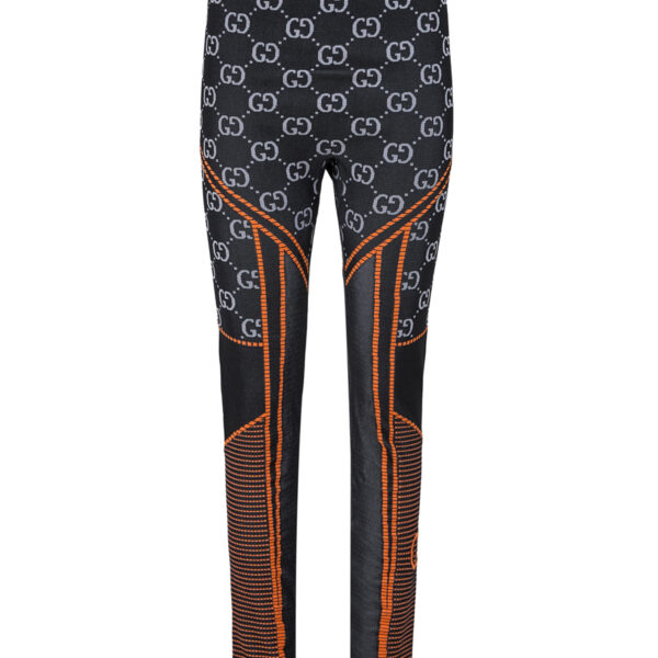 Gucci Black Polyamide All over Logo Leggings Pants