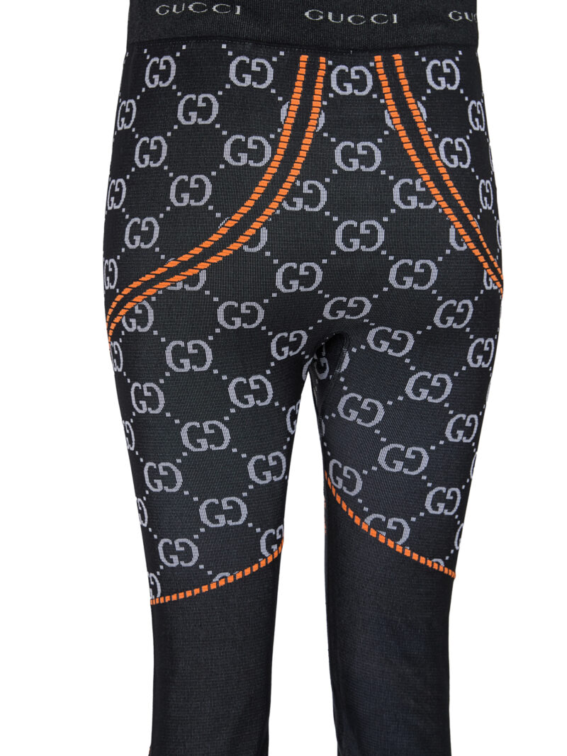Gucci Black Polyamide All over Logo Leggings Pants - Image 3