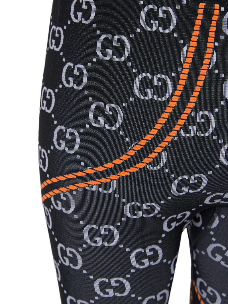 Gucci Black Polyamide All over Logo Leggings Pants - Image 4