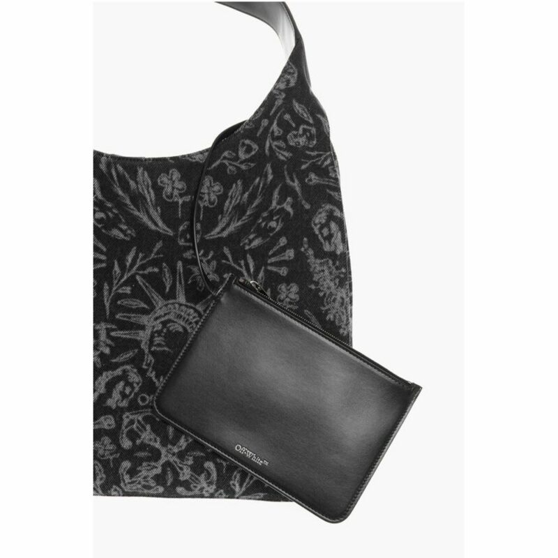 Off-White Black And White Cotton Shoulder Bag - Image 4