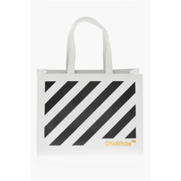 Off-White White Leather Tote Bag